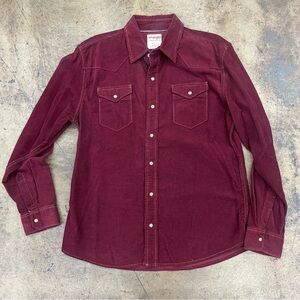 Wrangler Maroon Corduroy Western Shirt